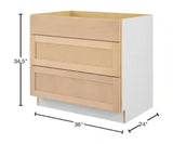 36 in. W x 24 in. D x 34.5 in. H Ready to Assemble Drawer Base Kitchen Cabinet in Unfinished with CLICKREADY Technology