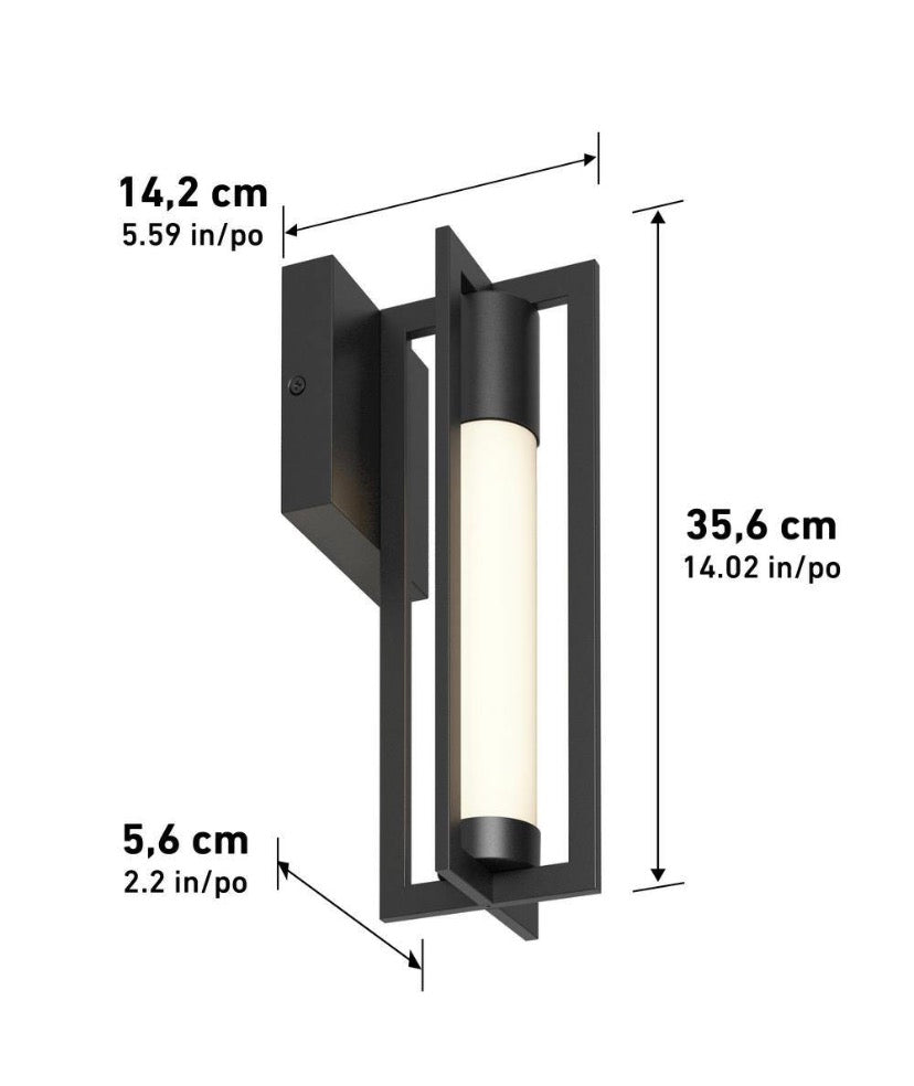 Walt Black Modern 3 CCT Integrated LED Exterior Hardwired Garage and Porch-Light Lantern Sconce