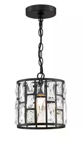 Kristella 1-Light Black Crystal Pendant Light