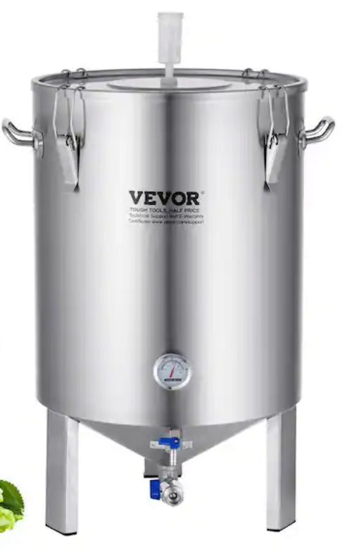 304 Stainless-Steel Kettle16 gal. Beer Brew Fermenter Brew Bucket for Brewing Home Brewing Supplies Thermometer