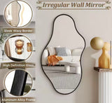 20 in. W x 36 in. H Irregular Black Aluminum Alloy Framed Asymmetrical Wall Mirror