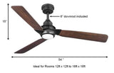 Ester 54 in. White Color Changing Integrated LED Indoor/Outdoor Matte Black Ceiling Fan with Light Kit and Remote