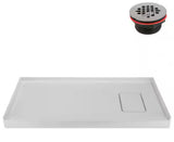 NTS-608-482-RH 48 in. x 32 in. Alcove Solid Surface Resin Shower Pan Base in Matte White with Right-Hand Drain Included