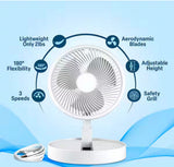 2-in-1 Adjustable Height 40 in. Unique Foldable and Portable My Foldaway Rechargeable Floor and Table Fan