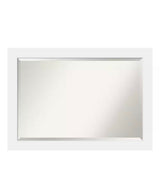 Corvino White 41 in. x 29 in. Beveled Rectangle Wood Framed Bathroom Wall Mirror in White