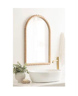 Beadbrook Natural 20 in. W x 30 in. H Arch Wood Framed Mirror