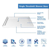 SlimLine 42 in. L x 48 in. W x 2 3/4 in. H Alcove Single Threshold Shower Pan Base with Center Drain in White