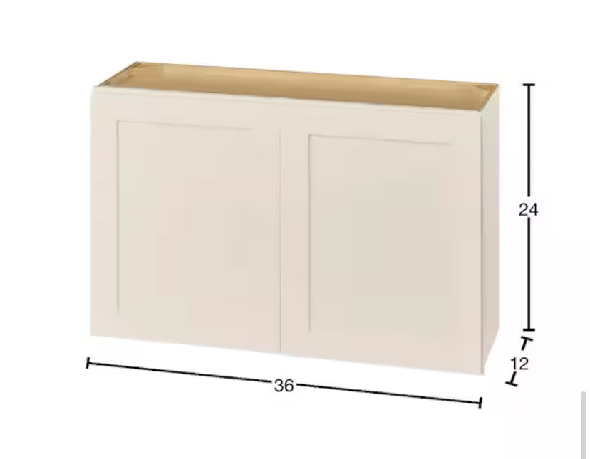Avondale 36 in. W x 12 in. D x 24 in. H Ready to Assemble Plywood Shaker Wall Bridge Kitchen Cabinet in Antique White
