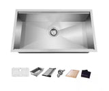 Zero Radius 30 in. Undermount Single Bowl 18 Gauge Stainless Steel Kitchen Sink with Accessories