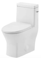 MacKenzie One-Piece 12 in. Rough-in 1.28 GPF Right-Hand Single Flush Round Toilet in Glossy White