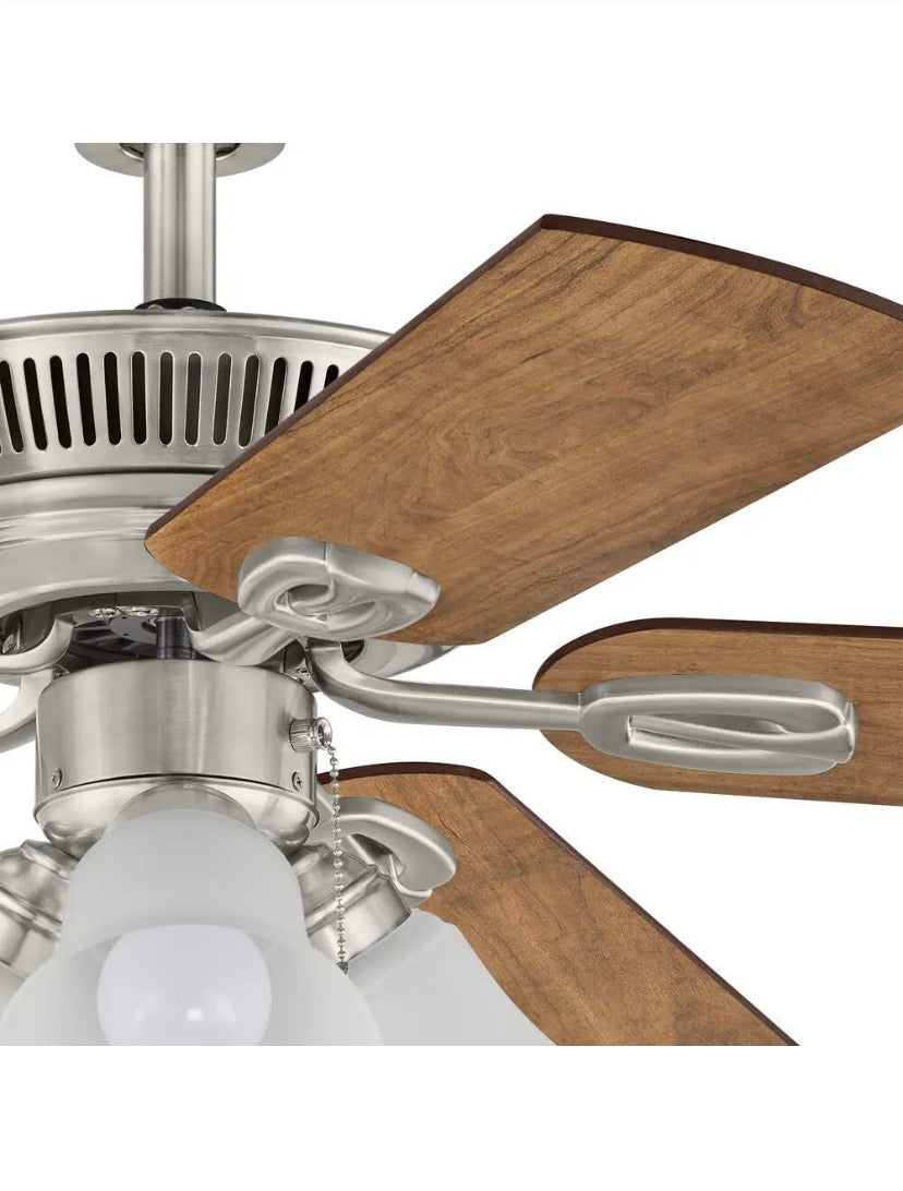 Glendale III 52 in. LED Indoor Brushed Nickel Ceiling Fan with Light and Pull Chains