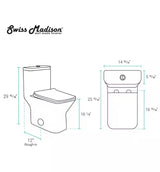 Piazza One-Piece 1.1/1.6 GPF Dual Flush Square Toilet in Glossy White, Seat Included