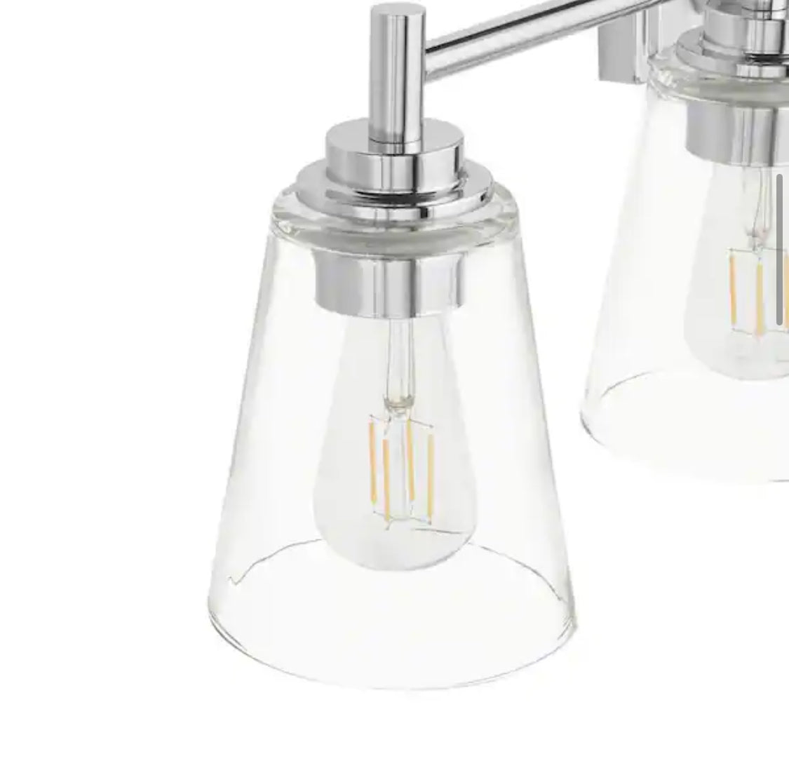 Wakefield 31 in. 4-Light Chrome Modern Vanity with Clear Glass Shades