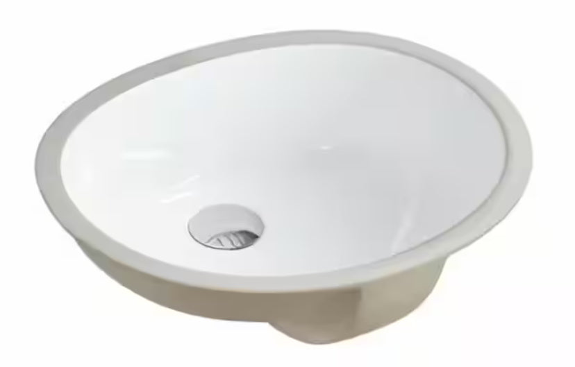 17-1/2 in. x 14-1/4 in. Oval Undermount Vitreous Glazed Ceramic Lavatory Vanity Bathroom Sink Pure White