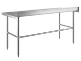 30" x 72"  Stainless Steel Commercial Open Base Work Table with Backsplash