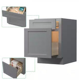 18 in. W x 21 in. D x 29.5 in. H in Shaker Grey Plywood Painted Ready to Assemble 2-Drawer File Base Cabinet
