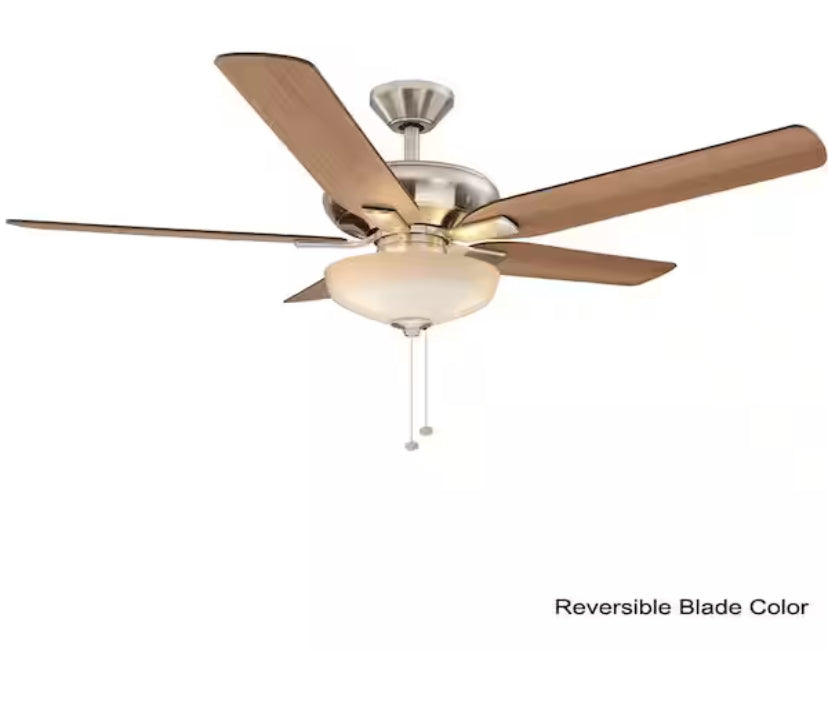 Holly Springs 52 in. LED Indoor Brushed Nickel Ceiling Fan with Light Kit