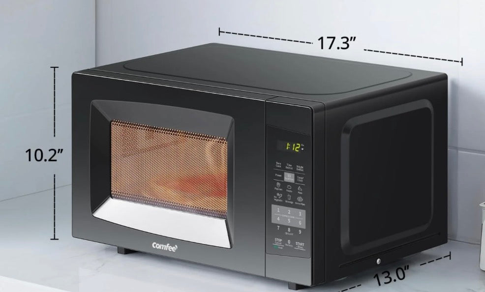 Countertop Microwave Oven with Sound On/Off, ECO Mode and Easy One-Touch Buttons, 0.7cu.ft, 700W, Black