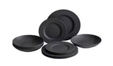 Manufacture Rock 12-Piece Black Service for Four Porcelain Dinnerware Set