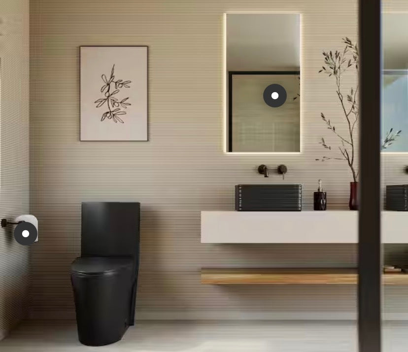 St. Tropez 1-Piece 1.1/1.6 GPF Dual Flush Elongated Toilet in Matte Black Seat Included