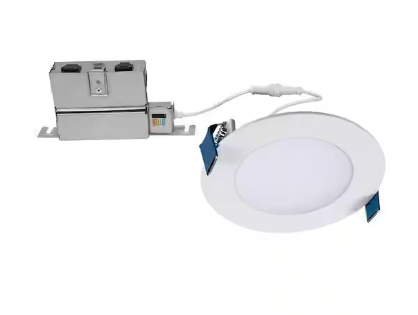 HLB 4 in. Adjustable CCT Canless IC Rated Dimmable Indoor, Outdoor Integrated LED Recessed Light Kit