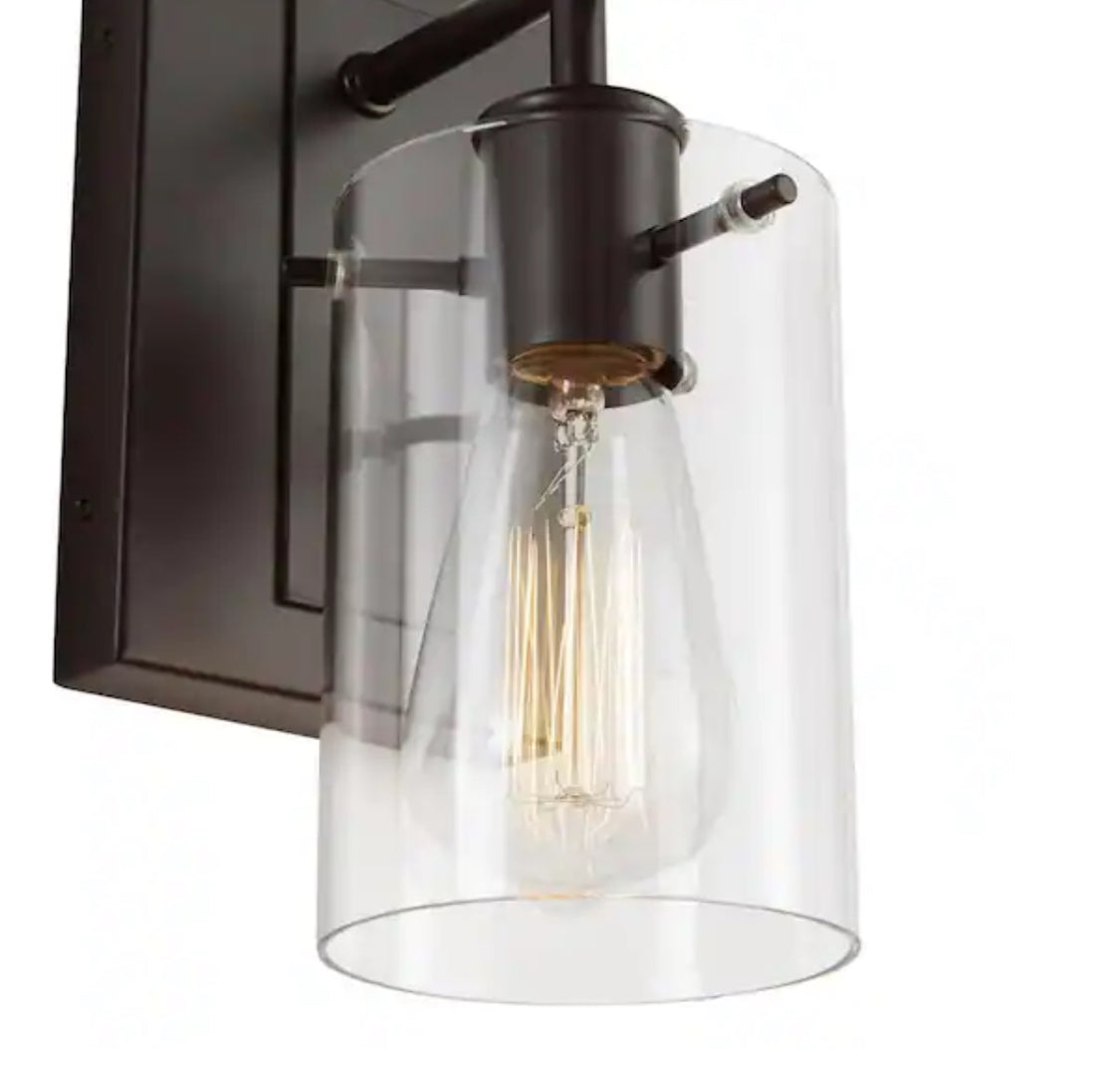 Regan 4.5 in. 1-Light Espresso Bronze Bathroom Vanity Light with Clear Glass Shade