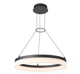 Optical Ring 30-Watt 1-Light Modern Black 3CCT Integrated LED Hanging Pendant Light Fixture for Dining Room or Kitchen