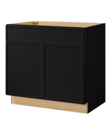 Leyton 36 in. W x 24 in. D x 34.5 in. H Ready to Assemble Plywood Slim Shaker Base Kitchen Cabinet in Raven Black