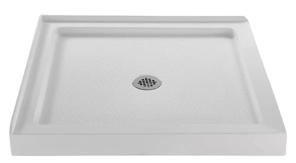 NT-141-36WH-CR 36 in. L x 36 in. W Corner Acrylic Shower Pan Base in Glossy White with Center Drain, ABS Drain Included