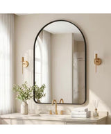 Black 30 in. W x 50 in. H Arched Round Edges Aluminum Alloy Framed Decorative Vanity Wall Mirror