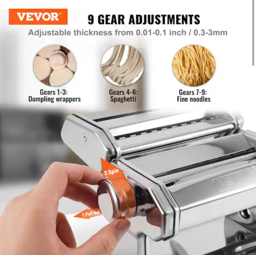 Pasta Maker Machine 9 Adjustable Thickness Settings Noodles Maker Manual Hand Press Pasta Making Kitchen Tool Kit