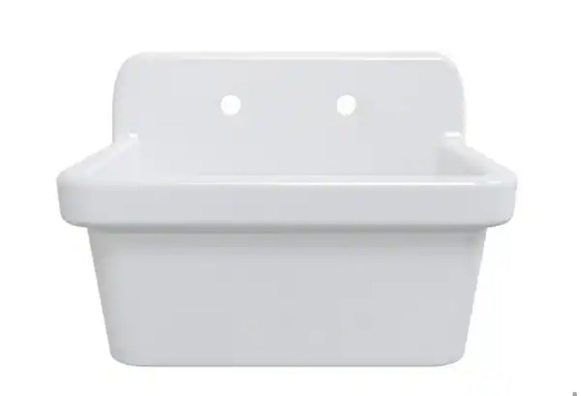 Mason 10 Gallon 20 in. D x 24 in. W Wall Mount Laundry/Utility Sink in Crisp White with Basket Strainer