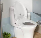 Electric Bidet Seat for Elongated Round Toilet in White with Remote Control, Heated Seat, Deodorizer and Nightlight