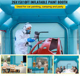26 x 15 x 10 ft. Portable Inflatable Paint Booth, Car Spray Tent, Upgraded Blow-Up Auto Paint Workstation, Garage Use