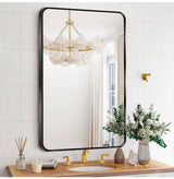 24 in. W x 36 in. H Black Vanity Rectangle Wall Mirror Aluminum Alloy Frame Bathroom Mirror