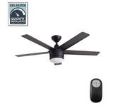 Merwry 52 in. Integrated LED Indoor Matte Black Ceiling Fan with Light Kit and Remote Control