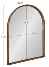 31.50 in. H x 23.50 in. W Valenti Farmhouse Arch Framed Rustic Brown Accent Wall Mirror