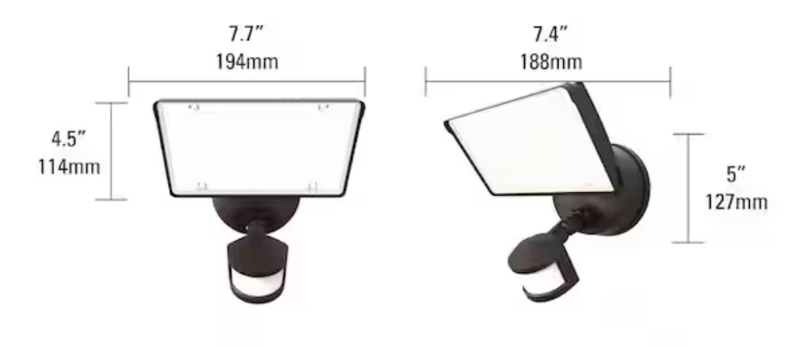 TGS Bronze, Motion Sensor, Outdoor Integrated LED Flood Light with Square Single Head, 4000K, 5800 Lumens