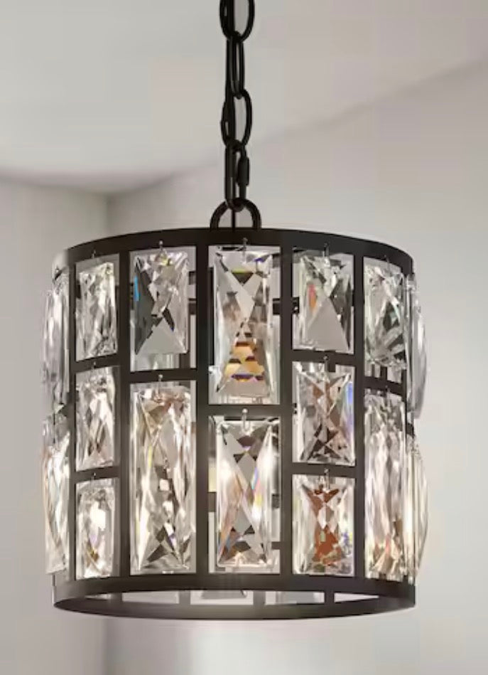 Kristella 1-Light Black Crystal Pendant Light