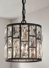 Kristella 1-Light Black Crystal Pendant Light