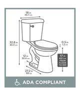 12 in. Rough In 2-Piece 1.28 GPF Single Flush Round Toilet in White, Seat Included