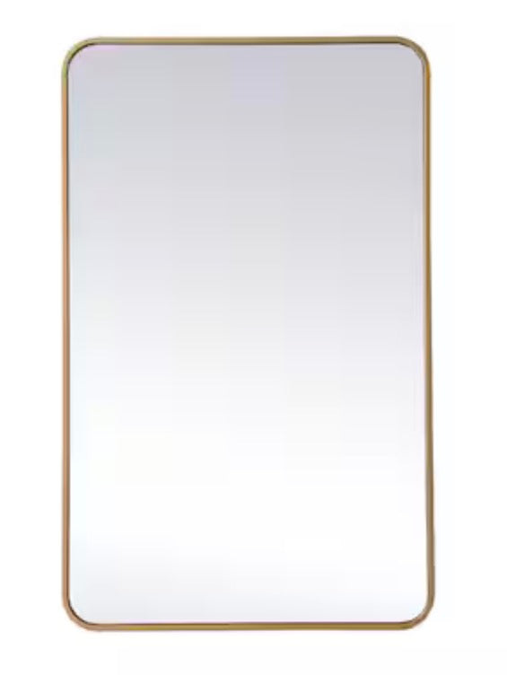 Timeless Home 40 in. H x 24 in. W Brass Modern Soft Corner Rectangular Wall Mirror