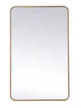 Timeless Home 40 in. H x 24 in. W Brass Modern Soft Corner Rectangular Wall Mirror