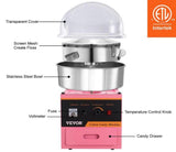 Electric Cotton Candy Machine, 1000-Watt Candy Floss Maker, Commercial Cotton Candy Machine with Stainless Steel Bowl