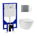 2-Piece 0.8/1.6 GPF Dual Flush Elongated Wall Hung Toilets in White, with Wall Toilet Carrier System 2 in. x 4 in.