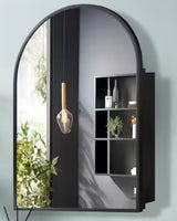 24 in. W x 36 in. H Arched Recessed/Surface Mount Medicine Cabinet with Mirror in Black