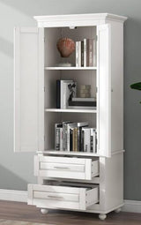 24 in. W x 15.7 in. D x 62.5 in. H White Linen Cabinet with 2 Doors and 2 Drawers