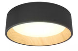 Alton 13 in. 1-Light Modern Black and Wood Integrated LED 3 CCT Flush Mount Ceiling Light Fixture for Kitchen or Bedroom