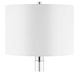 Keiss 60 in. Chrome and Clear Acrylic Standard Floor Lamp with White Fabric Shade