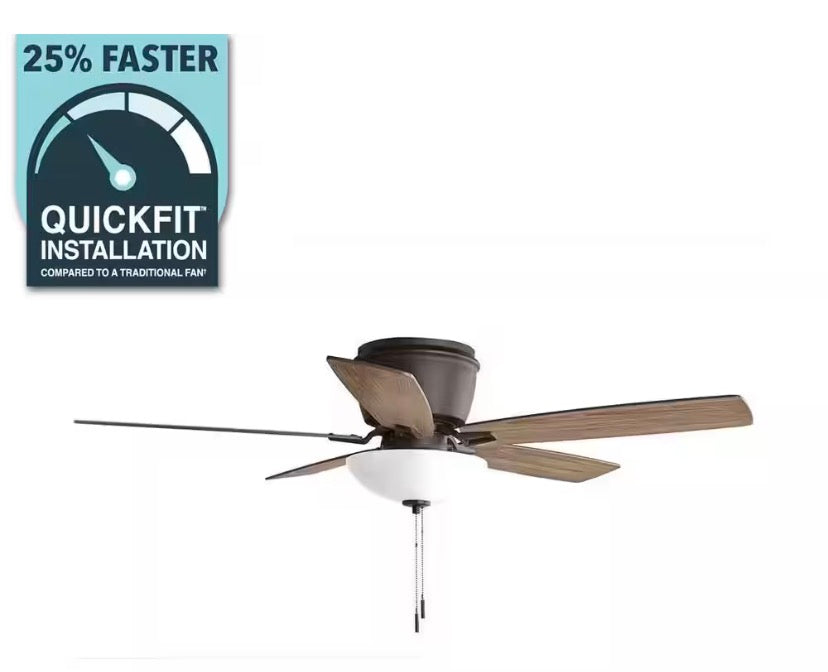 Melrose 52 in. Indoor LED Hugger Bronze Dry Rated Ceiling Fan with Light Kit and 5 Reversible Blades